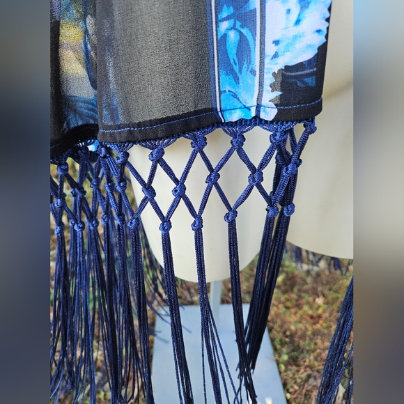 Chico's Patchwork Fringe Duster Travelers Collection - Picture 2 of 11